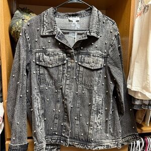 MACARON Studded Gray Denim Jacket